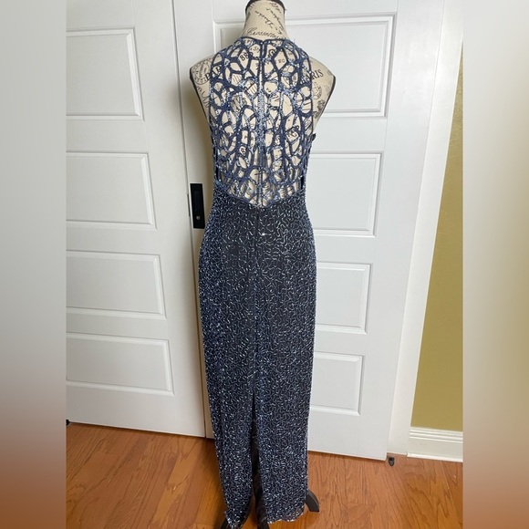 SCALA Vintage Silk Sequin Beaded Evening Gown - Picture 4 of 10